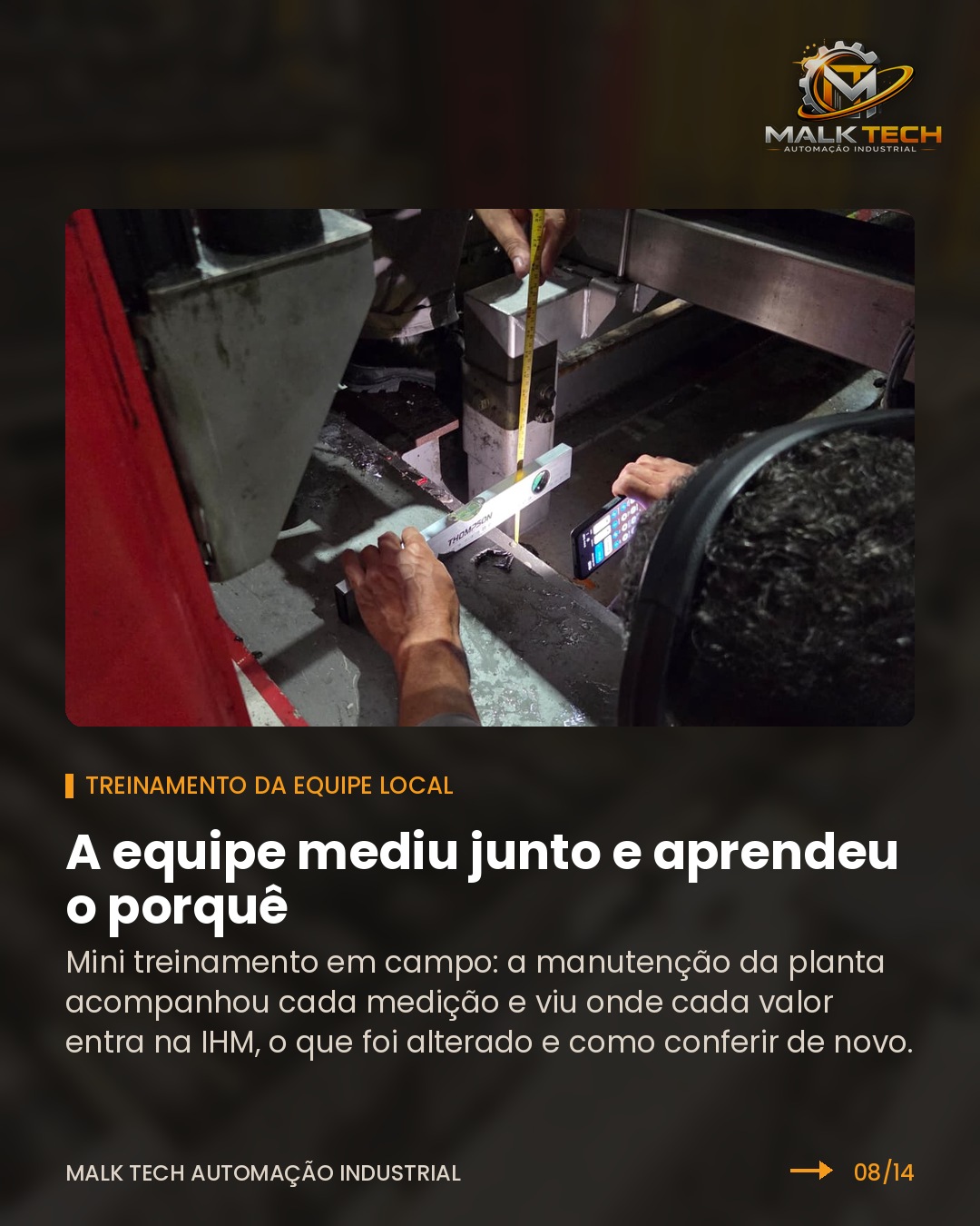 Treinamento da equipe local durante as medições