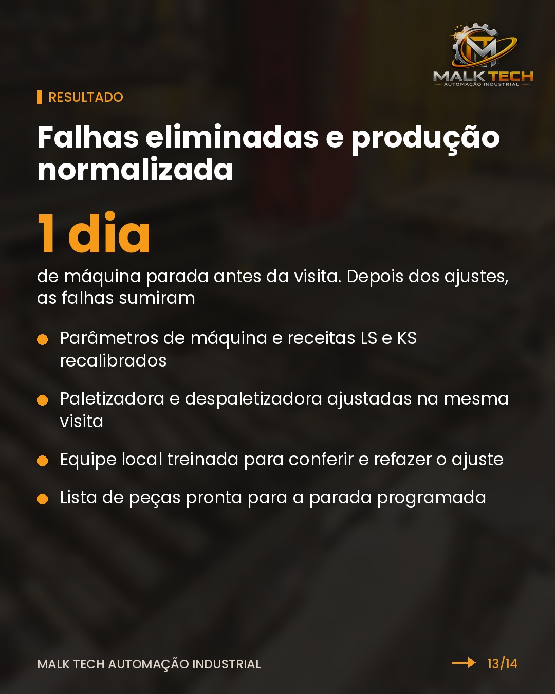 Resultado: falhas eliminadas e produção normalizada