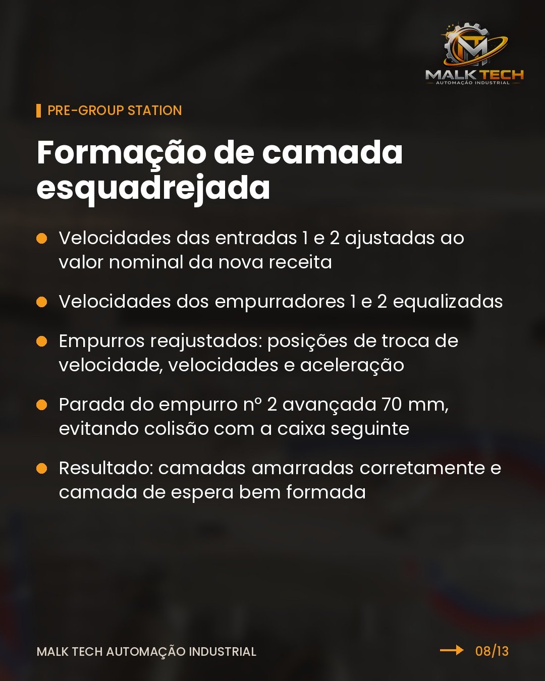 Pre-Group Station com formação de camada esquadrejada