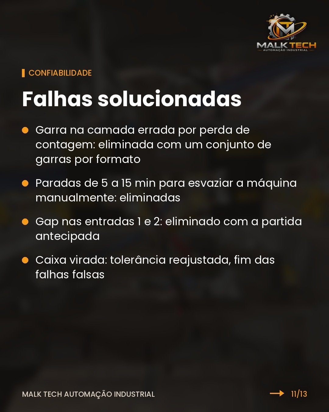Falhas solucionadas no retrofit
