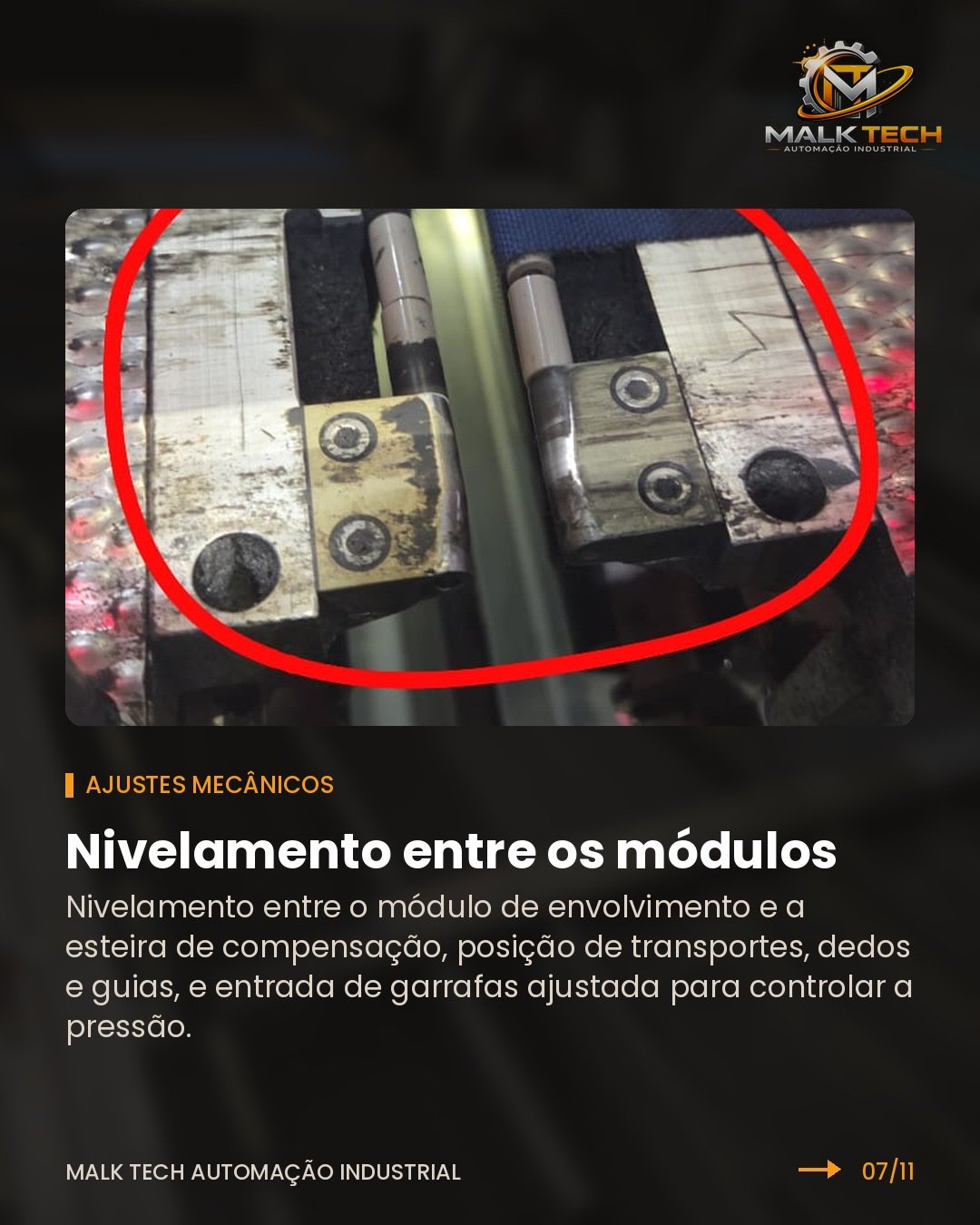 Nivelamento entre o módulo de envolvimento e a esteira de compensação